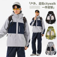 夹克男春秋季新款连帽美式潮牌户外冲锋衣时尚百搭休闲情侣款穿搭