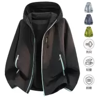 夹克男连帽春秋季新款上衣外套男宽松工装潮牌防风山系户外冲锋衣