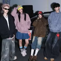 春秋季情侣款工装夹克休闲翻领美式高街户外男女同款时尚夹克外套