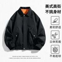 春秋季新款夹克男翻领工装潮流休闲纯色百搭男女同款外套