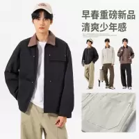 春秋季新款工装夹克男翻领男女同款休闲百搭宽松潮牌痞帅男装外套