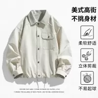 春秋季新款翻领工装休闲夹克男士港风潮流百搭长袖衬衣夹克男外套