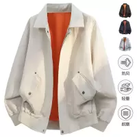 春秋新款夹克翻领工装潮牌美式痞帅青少年休闲夹克男外套