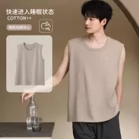 男士夏季纯棉无袖背心简约宽松夏天薄款透气可外穿运动休闲男