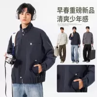 男装休闲百搭简约立领春秋季新款工装夹克外套男士飞行防风夹克男