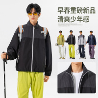 男装新款情侣立领夹克男港风宽松休闲运动百搭时尚潮牌拼色男外套