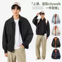 男装春秋季潮牌美式夹克男士翻领夹克男宽松百搭男女痞帅外套