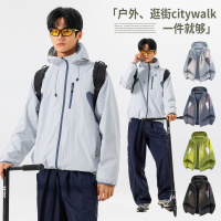 男装潮牌春秋新款日常登山服美式潮牌上衣长袖户外冲锋衣夹克外套