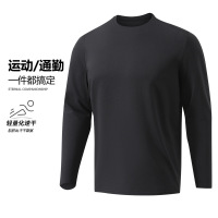 T恤男春秋季新款户外运动长袖上衣圆领套头速干透气T恤男士打底衫