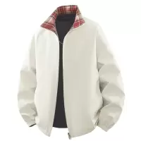 夹克男春秋季美式复古假两件夹克休闲立领工装潮休闲百搭外套上衣