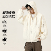 男装夹克春秋季新款美式潮流时尚连帽宽松休闲百搭夹克男开衫外套