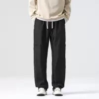 户外男装小工装裤男士百搭潮牌青少年宽松直筒长裤抽绳裤子男
