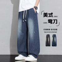 牛仔裤男士春秋新款美式潮牌直筒裤休闲男裤宽松阔腿男装长裤