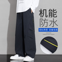 男装工装裤潮牌防水休闲美式高街宽松阔腿伞兵裤百搭直筒男士长裤