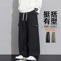 男装春秋季工装裤男宽松直筒阔腿多口袋裤子美式潮牌垂感休闲裤男