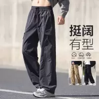裤子男新款百搭早秋穿搭直筒休闲裤宽松显瘦户外男士抽绳垂感长裤