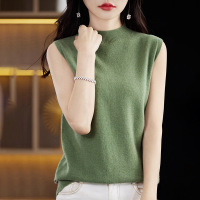 2026年秋冬新款韩版女士半高领无袖针织套头针织衫女士套头针织衫