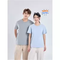 夏季高档男女式全棉正肩圆领短袖T恤220克百搭精梳棉文化衫