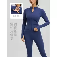 纯色基础瑜伽服外套裸感紧身透气立领运动健身上衣女