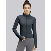 拉链修身保暖长袖上衣女立领运动紧身瑜伽服外套