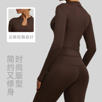 欧美瑜伽服修身裸感运动外套女透气跑步健身上衣
