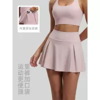 26新款百褶裙带口袋防走光半身裙跑步网球运动短裙女