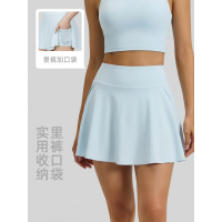 侧口袋透气运动短裙裤修身跑步健身网球防走光假两件瑜伽裙