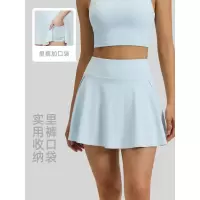侧口袋透气运动短裙裤修身跑步健身网球防走光假两件瑜伽裙