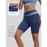 拼色五分裤尴尬线瑜伽裤高弹显瘦健身跑步运动紧身裤