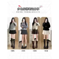 灰色毛呢百褶裙女2026新款秋季高腰a字裙jk短裙小个子秋冬半身裙