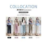 蓝色山本奶芙裤2026新款小个子九分萝卜裤休闲窄版冰丝奶奶阔腿裤