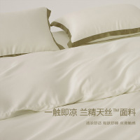 轻奢80支兰精天丝四件套撞色拼角莱赛尔冰丝凉感柔软床上三件套夏