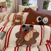 饼干熊全棉四件套卡通可爱儿童纯棉被套床单人宿舍床上用品三件套