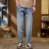 Clean Fit 浅蓝牛仔裤男生 男极简剪裁 垂感锥形 通勤百搭牛仔裤