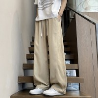 休闲裤子男2026春夏季宽松直筒阔腿裤垂感松紧腰男生时尚工装长裤