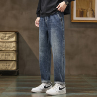 复古腔调松紧腰牛仔裤 男士锥形版型做旧工艺 通勤休闲卷边长裤男