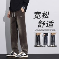 休闲裤男款2026新款阔腿美式复古水洗渐层拖地运动春秋工装长裤男