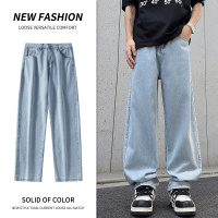 冰氧吧天丝牛仔裤男 极简阔腿直筒裤 凉感水洗垂坠感长裤工厂直批