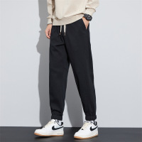 抽绳透气卫裤男 黑色宽松束脚裤 春夏工装街头长裤潮流男装哈伦裤