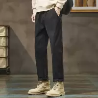 春夏舒适休闲裤男 黑色直筒卷边裤 工装风百搭长裤 小直筒学生裤