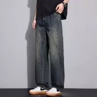 春秋复古牛仔裤 男士解构泥水洗 工厂直供宽松阔腿长裤子