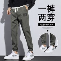 春秋款牛仔裤男士休闲长裤子冬季加绒加厚宽松直筒工装运动束口裤