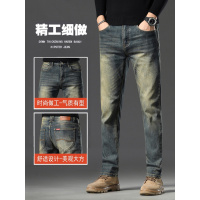 春秋款男牛仔裤 修身时尚简约长裤男士 潮牌中高腰弹力直筒裤男款