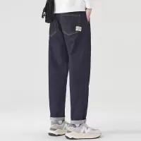 深蓝色复古牛仔裤男 潮流百搭休闲裤 夏季薄款哈伦牛仔裤