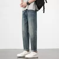 潮牌牛仔长裤男 美式复古水洗做旧裤 宽松锥形牛仔裤男生工厂直供