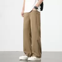 男士卡其色阔腿工装裤 大口袋机能休闲裤 春夏透气街头风裤子男士