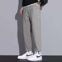 男士宽松锥形休闲裤 浅灰立体拼接裤 肌理感面料 春夏透气 舒适裤