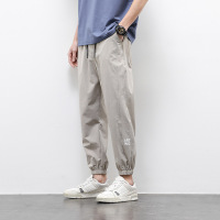 男士浅灰锥形束脚裤 抽绳腰头设计立体剪裁 春夏薄款宽松休闲长裤