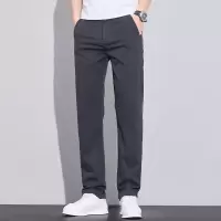男士深灰直筒休闲裤 弹力商务通勤裤 春夏透气百搭裤子