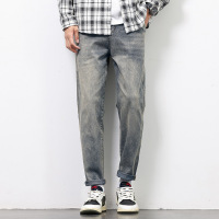 美式泥染牛仔裤男 做旧水洗锥形长裤 春夏季潮流街头风裤子 男